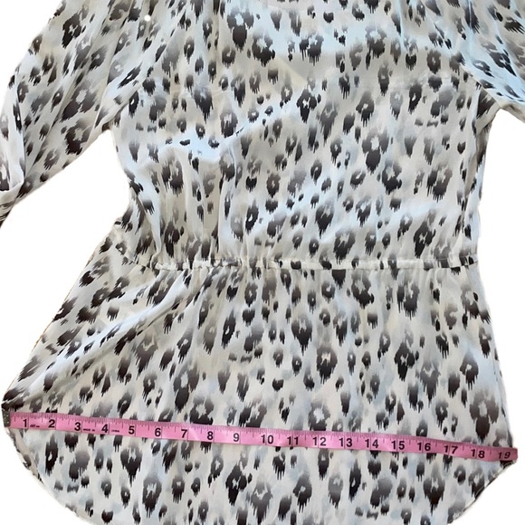 Rebecca Taylor Silk Ruffle Ivory Cream Leopard Animal Print Blouse Top Size 0 - Picture 6 of 7